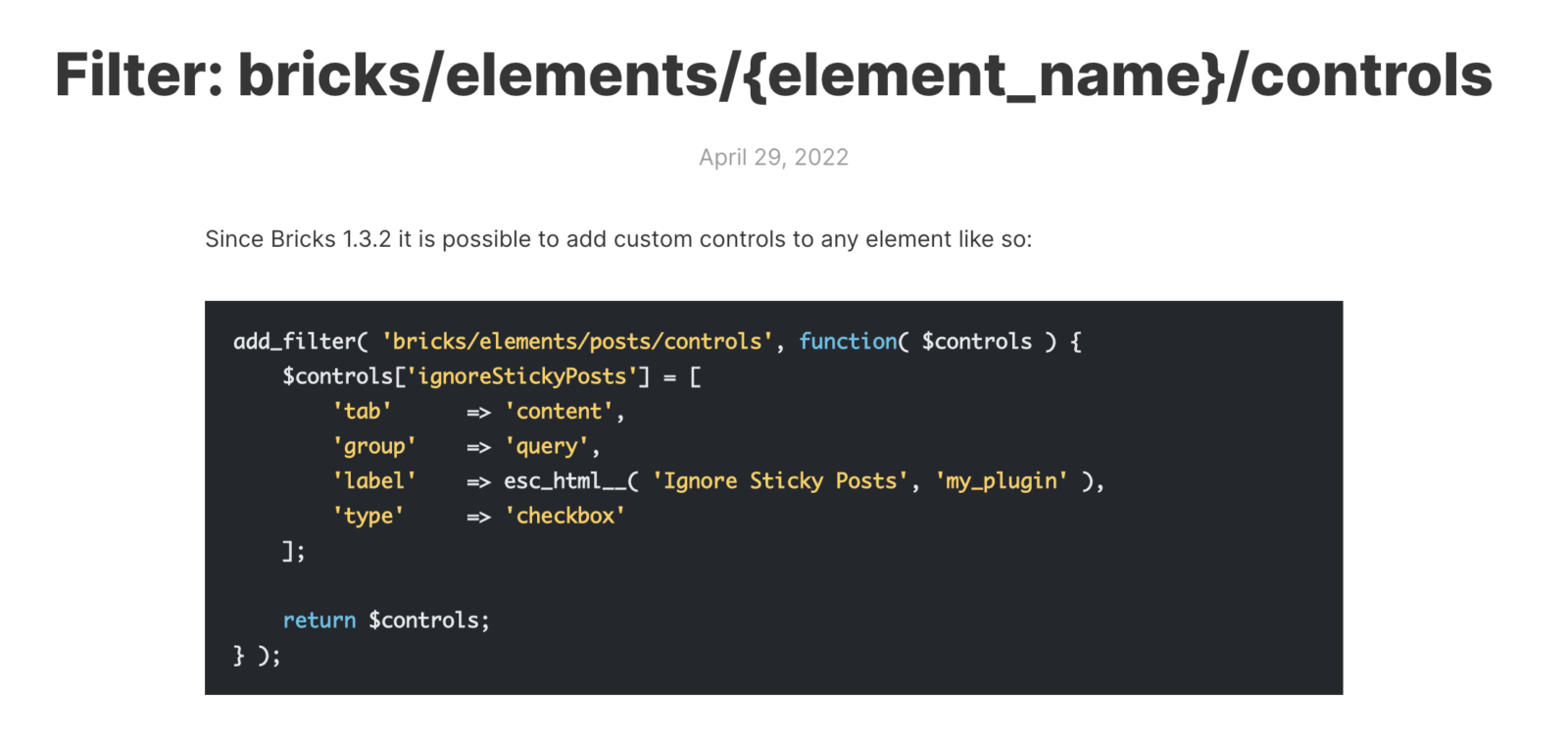 How to Add a Custom Control Field to an Element in Bricks