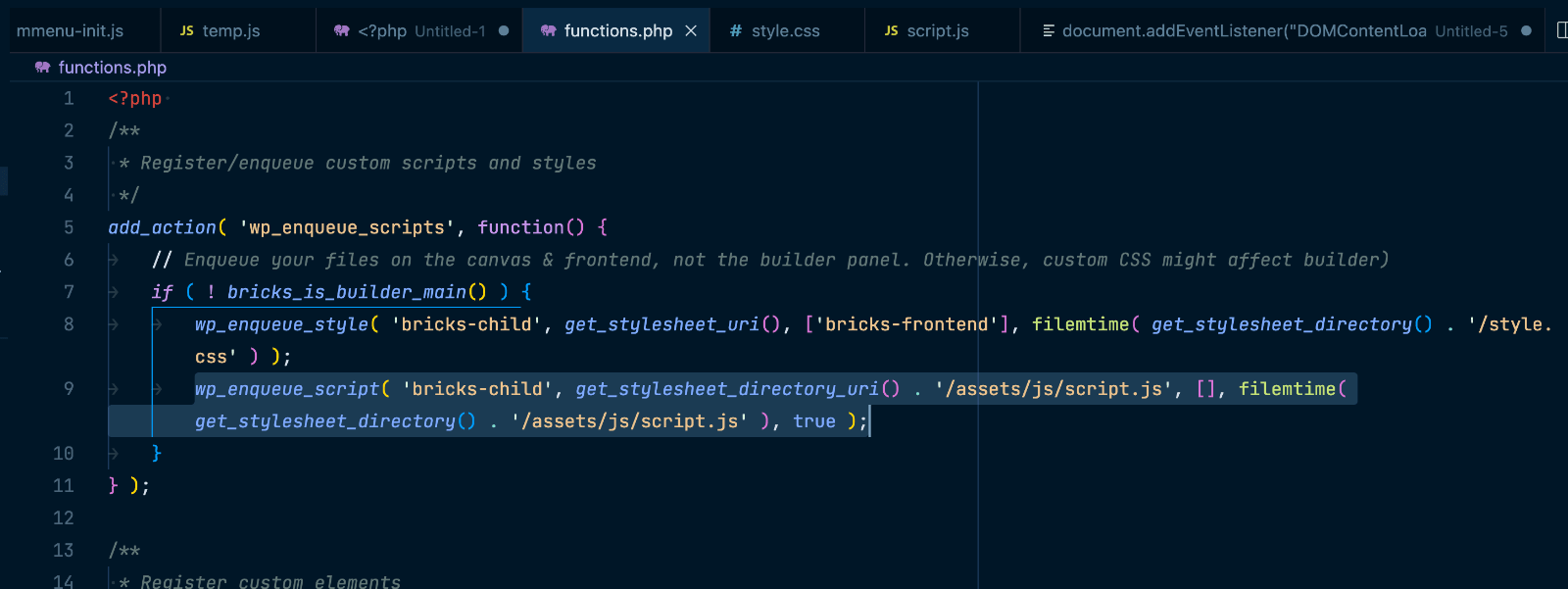 Enqueueing a JavaScript File in Bricks