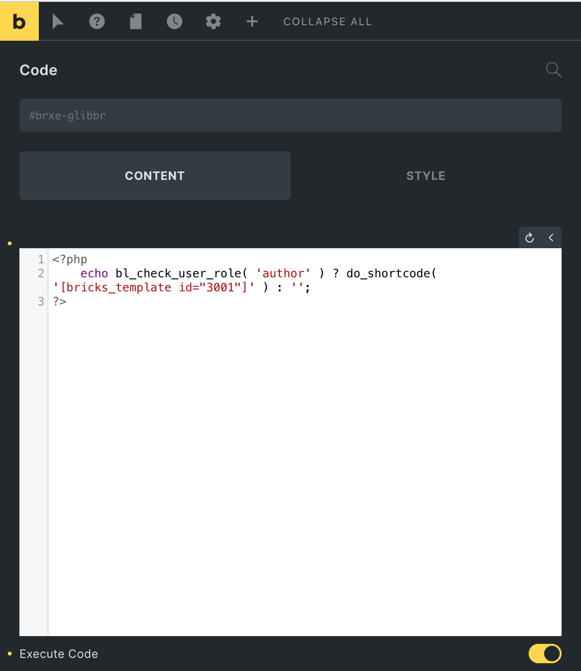 User Role Condition in Bricks